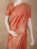 Soft Coral Peach Floral Zari Woven Design Banarasi Saree with Floral Zari Border