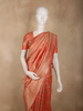 Soft Coral Peach Floral Zari Woven Design Banarasi Saree with Floral Zari Border