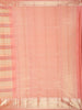 Soft Coral Peach and Warm Gold Striped Zari Woven Design Pure Kanchipuram Silk Saree with Zari Border