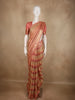 Soft Coral Peach and Warm Gold Striped Zari Woven Design Pure Kanchipuram Silk Saree with Zari Border