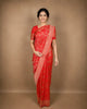 Soft Coral Pink Floral Zari Woven Design Pure Banarasi Silk Saree with Zari Border