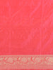 Soft Coral Pink Floral Zari Woven Design Pure Banarasi Silk Saree with Zari Border