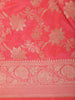 Soft Coral Pink Floral Zari Woven Design Pure Banarasi Silk Saree with Zari Border