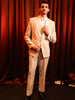 Soft Cream Abstract Beads Embroidered Design Brocade Men's Suit with Matching Waistcoat