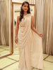 Soft Cream Abstract Sequins and Beads Embroidered Design Georgette Ready To Wear Saree with Designer Blouse