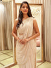 Soft Cream Abstract Sequins and Beads Embroidered Design Georgette Ready To Wear Saree with Designer Blouse