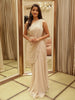 Soft Cream Abstract Sequins and Beads Embroidered Design Georgette Ready To Wear Saree with Designer Blouse