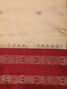 Soft Cream Butta Zari Woven Design Semi Silk Fancy Wear Saree with Contrast Border