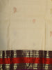 Soft Cream Floral Butta Zari Woven Design Pure Kanchipuram Silk Saree with Contrast Double Zari Border