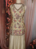 Soft Cream Floral Vine Thread and Beads Embroidered Design Tissue Part Wear Palazzo Suit with Choker Dupatta