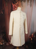 Soft Cream Floral Woven Design Jacquard Indo Western Men's Sherwani Suit