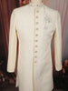 Soft Cream Floral Woven Design Jacquard Indo Western Men's Sherwani Suit