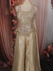 Soft Cream Heavy Mirror and Thread Embroidered Design Semi Silk Palazzo Suit with Choker Dupatta