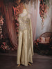 Soft Cream Heavy Mirror and Thread Embroidered Design Semi Silk Palazzo Suit with Choker Dupatta