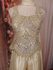 Soft Cream Heavy Mirror and Thread Embroidered Design Semi Silk Palazzo Suit with Choker Dupatta