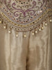 Soft Cream Heavy Mirror and Thread Embroidered Design Semi Silk Palazzo Suit with Choker Dupatta