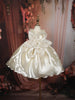Soft Cream Sequins Embroidered Design Tissue Organza Kids Party Frock With 3D Floral Appliqué