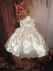 Soft Cream Sequins Embroidered Design Tissue Organza Kids Party Frock With 3D Floral Appliqué