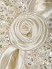 Soft Cream Sequins Embroidered Design Tissue Organza Kids Party Frock With 3D Floral Appliqué