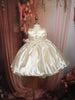 Soft Cream Sequins Embroidered Design Tissue Organza Kids Party Frock With 3D Floral Appliqué