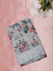 Soft Dove Grey Floral Printed Design Mixed Cotton Saree