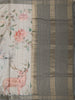 Soft Dove Grey Floral and Animal Motif Printed Design Tussar Saree