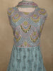 Soft Dusty Blue Floral Thread and Mirror Embroidered Design Net Anarkali Gown with Dupatta