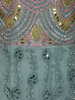 Soft Dusty Blue Floral Thread and Mirror Embroidered Design Net Anarkali Gown with Dupatta