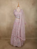 Soft Dusty Blush Pink Floral Thread and Beads Embroidered Design Net Lehenga With Net Dupatta