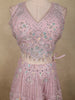 Soft Dusty Blush Pink Floral Thread and Beads Embroidered Design Net Lehenga With Net Dupatta
