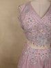 Soft Dusty Blush Pink Floral Thread and Beads Embroidered Design Net Lehenga With Net Dupatta
