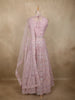Soft Dusty Blush Pink Floral Thread and Beads Embroidered Design Net Lehenga With Net Dupatta