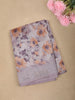 Soft Dusty Lavender Floral Printed Design Linen Cotton Saree