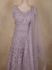 Soft Dusty Lavender Heavy Sequins and Beads Embroidered Design Net Gown with Dupatta
