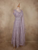 Soft Dusty Lavender Heavy Sequins and Beads Embroidered Design Net Gown with Dupatta