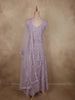 Soft Dusty Lavender Heavy Sequins and Beads Embroidered Design Net Gown with Dupatta