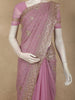 Soft Dusty Mauve Floral Zari Embroidered Design Georgette Designer Saree