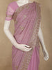 Soft Dusty Mauve Floral Zari Embroidered Design Georgette Designer Saree