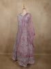 Soft Dusty Mauve Pink Floral Thread and Mirror Embroidered Design Net Anarkali Gown with Dupatta