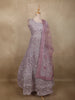 Soft Dusty Mauve Pink Floral Thread and Mirror Embroidered Design Net Anarkali Gown with Dupatta