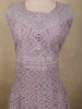 Soft Dusty Mauve Pink Floral Thread and Mirror Embroidered Design Net Anarkali Gown with Dupatta