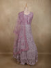 Soft Dusty Mauve Pink Floral Thread and Mirror Embroidered Design Net Anarkali Gown with Dupatta