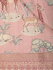 Soft Dusty Pink Animal and Birds Motif Design Tussar Saree with Floral Border