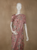 Soft Dusty Pink Animal and Birds Motif Design Tussar Saree with Floral Border