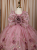 Soft Dusty Pink Shimmer Embellished Design Net Kids Party Wear Frock