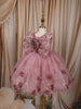 Soft Dusty Pink Shimmer Embellished Design Net Kids Party Wear Frock