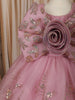 Soft Dusty Pink Shimmer Embellished Design Net Kids Party Wear Frock
