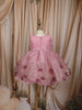 Soft Dusty Pink Shimmer Embellished Design Net Kids Party Wear Frock