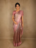 Soft Dusty Rose Copper Geometric Zari Woven Design Tissue Designer Saree with Sequins Border