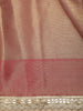 Soft Dusty Rose Copper Geometric Zari Woven Design Tissue Designer Saree with Sequins Border